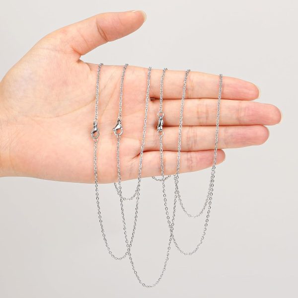 20pcs Necklace Chain with Lobster Clasps for Jewelry Making, Stainless Steel Chain Bulk Silver Chain Necklace Pack 1.5mm Thin Chains Silver Cable Chains for Necklace Pendants Making Supplies - Image 4