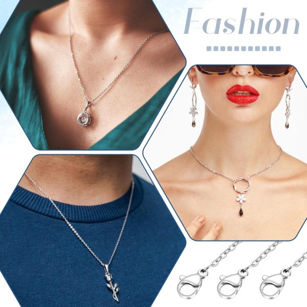 20pcs Necklace Chain with Lobster Clasps for Jewelry Making, Stainless Steel Chain Bulk Silver Chain Necklace Pack 1.5mm Thin Chains Silver Cable Chains for Necklace Pendants Making Supplies - Image 5