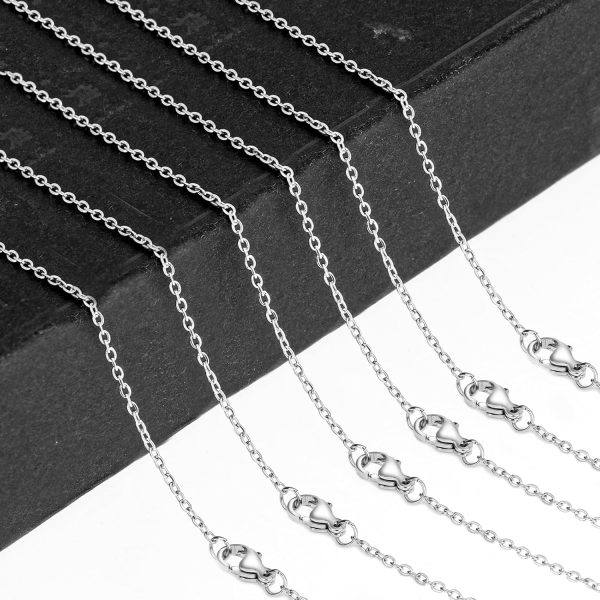 20pcs Necklace Chain with Lobster Clasps for Jewelry Making, Stainless Steel Chain Bulk Silver Chain Necklace Pack 1.5mm Thin Chains Silver Cable Chains for Necklace Pendants Making Supplies - Image 6
