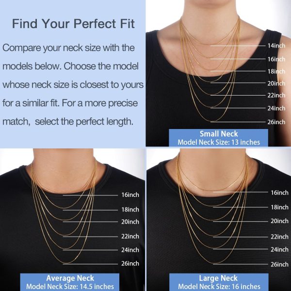 Italian 14K Real Gold Over 925 Sterling Silver Chain Necklace for Women, 1.1mm 1.3mm Cable Chain Necklace Hypoallergenic & Comfortable Women's Chain Necklaces 14 16 18 20 22 24 26 Inch - Image 3