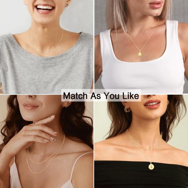 Italian 14K Real Gold Over 925 Sterling Silver Chain Necklace for Women, 1.1mm 1.3mm Cable Chain Necklace Hypoallergenic & Comfortable Women's Chain Necklaces 14 16 18 20 22 24 26 Inch - Image 5