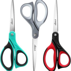LIVINGO 8.5" Scissors All Purpose, 3 Pack Ultra Sharp Blade Shears, Professional Ergonomic Comfort Grip Scissors for Office School Home Supplies Fabric Sewing DIY Cutting General Use