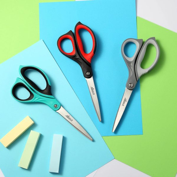 LIVINGO 8.5" Scissors All Purpose, 3 Pack Ultra Sharp Blade Shears, Professional Ergonomic Comfort Grip Scissors for Office School Home Supplies Fabric Sewing DIY Cutting General Use - Image 5