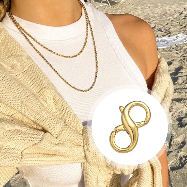 Lobster Clasp Necklace Bracelet Extender,925 Sterling Silver Plated with 14K Gold Necklace Connector Extender Clasps,Plated 14K Gold Closures Claw for DIY Jewelry Repair(0.55"x0.24",Gold,1P) - Image 6